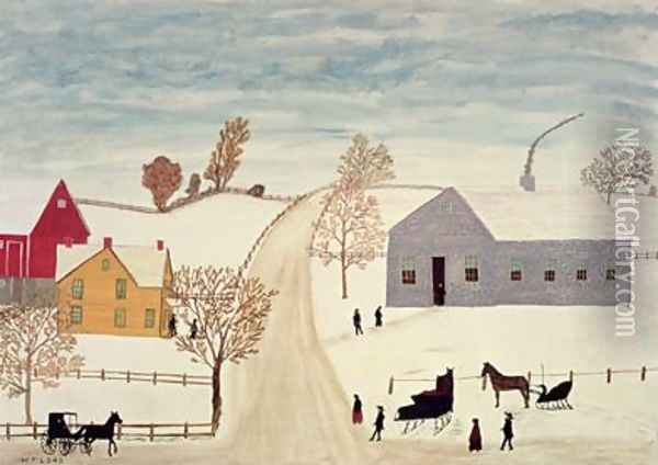 Amish Village Oil Painting - H.F. Lang