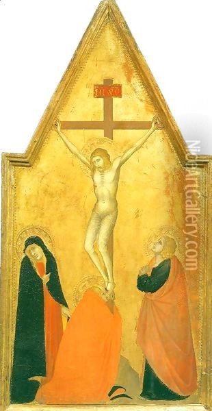 Crucifixion with the Virgin and Two Mourners Oil Painting - Pietro Lorenzetti