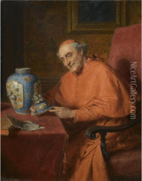 Kardinal Als Kunstliebhaber (the Connoisseur) Oil Painting - Eduard Von Grutzner