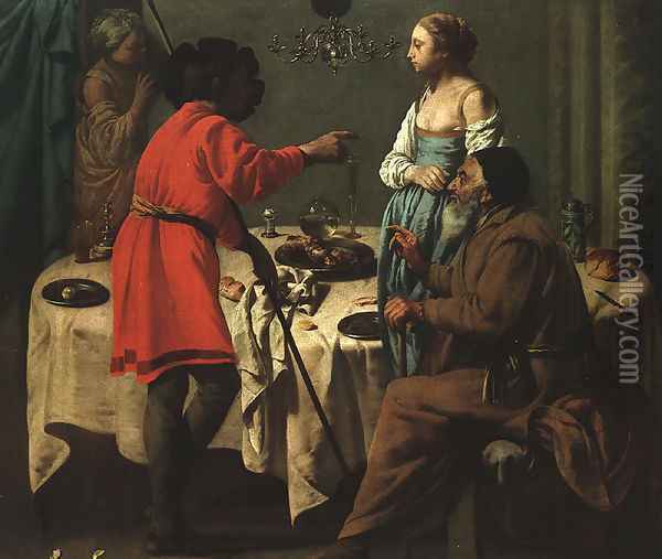 Jacob Reproaching Laban 1627 Oil Painting - Hendrick Terbrugghen