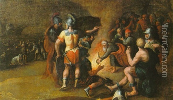 Saint Paul Bitten By A Snake On The Island Of Malta Oil Painting - Hans Jordaens the Elder