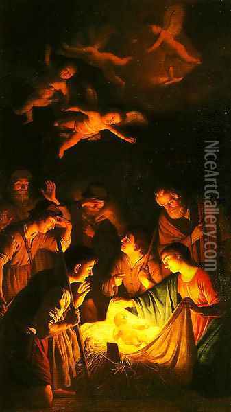 The Adoration of the Shepherds Oil Painting - Gerrit Van Honthorst