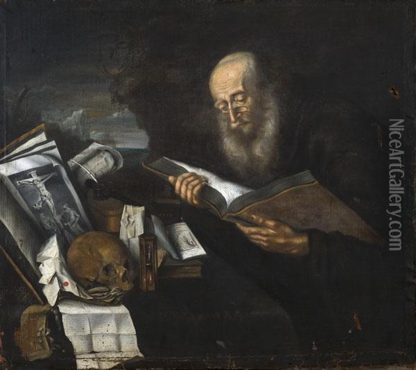 San Girolamo Legge Le Sacre Scritture Oil Painting - Daniel De Vos