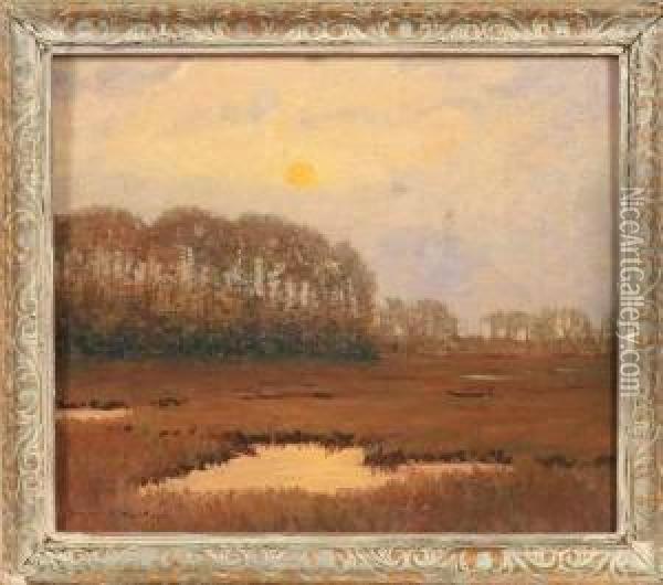Landscape With Water In Forground Oil Painting - Robertson K. Mygatt