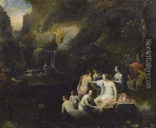 Diane Et Acteon Oil Painting - Cornelis Van Poelenburgh