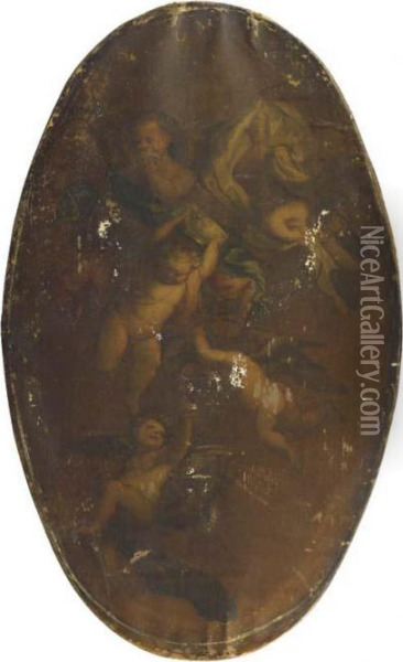Putti Disporting With Wanli Kraak Porcelein Bowls Oil Painting - Jacob de Wit