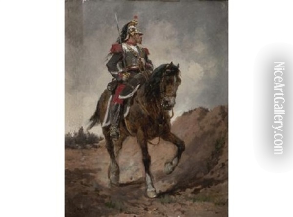 Militar A Caballo Oil Painting - Wilfrid Constant Beauquesne