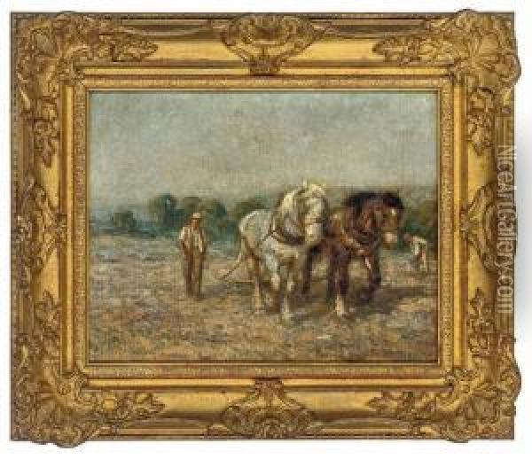 Cleaning The Land Oil Painting - Harold Swanwick