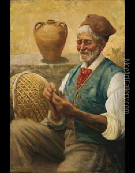 Il Riposo Del Pescatore Oil Painting - Giuseppe Giardiello
