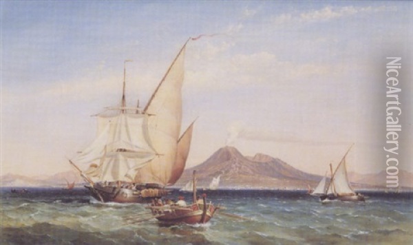 Vesuvius And The Bay Of Naples From Off Castelmare Oil Painting - Edward William Cooke