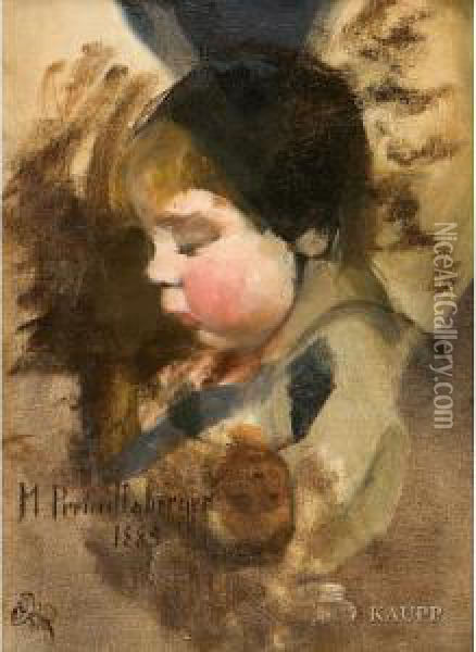 Studie Eines Kinderkopfes Mit Dunkelblondem Haar Unddunkler Mutze Oil Painting - Marianne Stokes