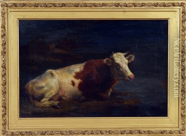 Cow By Stream Oil Painting - Robert Atkinson Fox