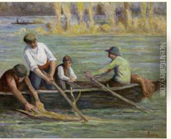 La Barque A Rolleboise Circa 1920 Oil Painting - Maximilien Luce
