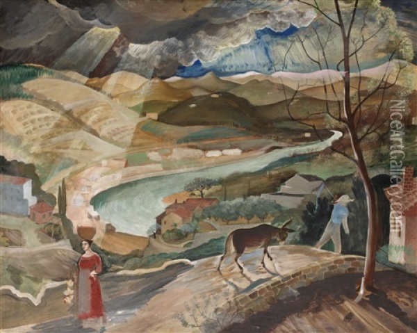 Landskap, Toscana Oil Painting - Leander Engstroem the Elder