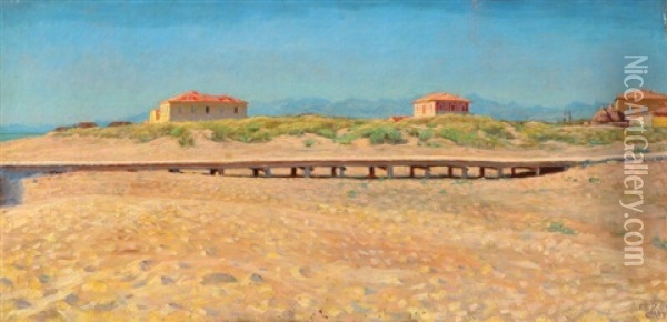 Beach Scenery From Bocca D'arno, Pisa Oil Painting - P.H. Kristian Zahrtmann