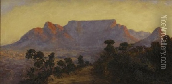 Sunset Over Table Mountain Oil Painting - Edward Clark Churchill Mace