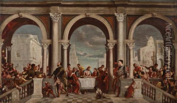 Das Gastmahl Im Hause Des Levi Oil Painting - Paolo Veronese (Caliari)