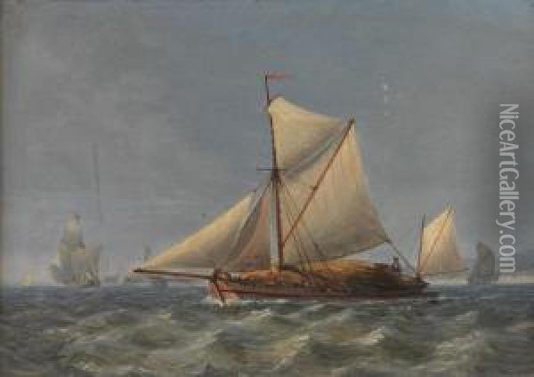Marinha Com Barcos A Vela Oil Painting - Luis Ascensio Tomasini