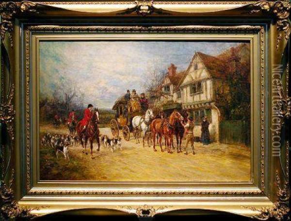 Passing The Coach Oil Painting - Heywood Hardy
