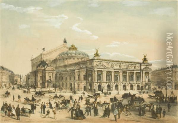 Aspect General De L'opera, Ch. Garnier Architecte Oil Painting - Michel Charles Fichot