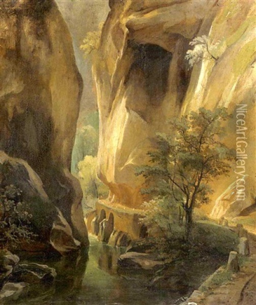 Ravin En Italie Oil Painting - Francois-Edouard Bertin