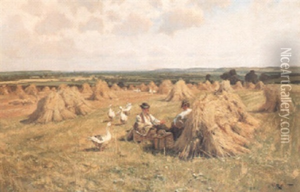 Harvest Time Oil Painting - Arthur William Redgate