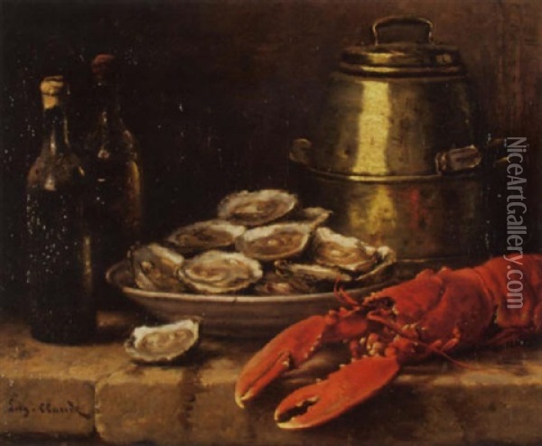 Stilleben Mit Austern Und Hummer Oil Painting - Eugene Claude