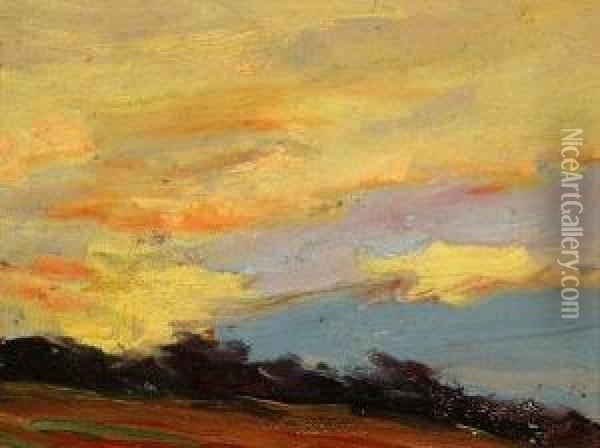 Sunset Oil Painting - August H.O. Rolle