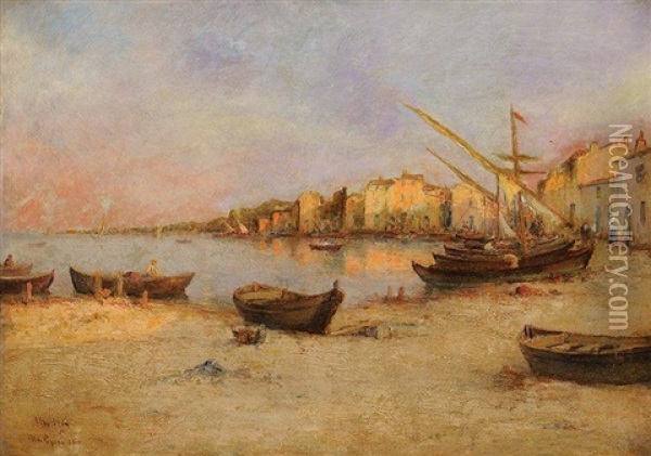 Le Port De Martigue Oil Painting - Henri Malfroy-Savigny