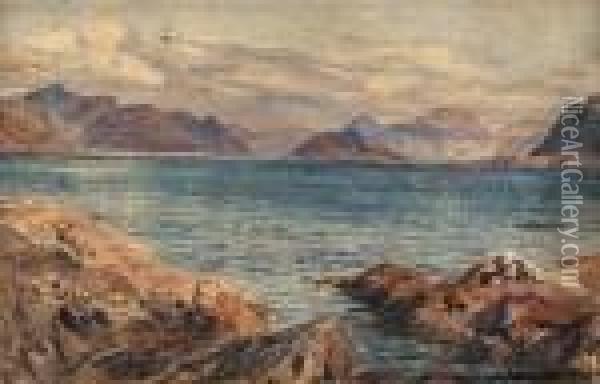 Fjordlandskap Oil Painting - Hans Fredrik Gude