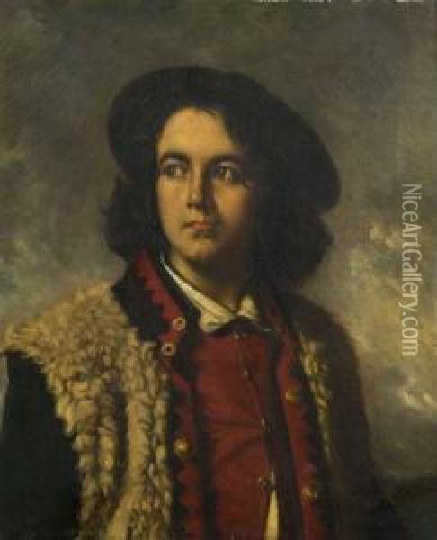 Portrait De Berger Grec Oil Painting - Nicolaos Xydias Typaldos
