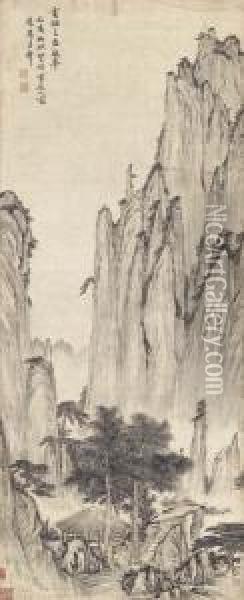 Slopes Of Mount Huang Oil Painting - Chuan Wu