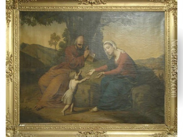 The Holy Family Oil Painting - Romain Cazes