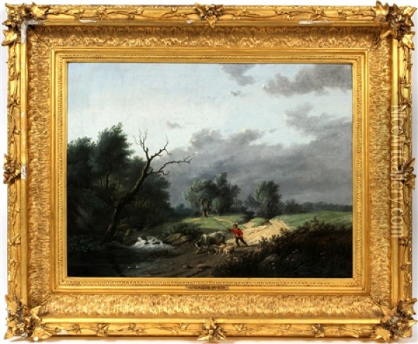 Shepherd In Landscape Oil Painting - Paul Joseph Constantin Gabriel