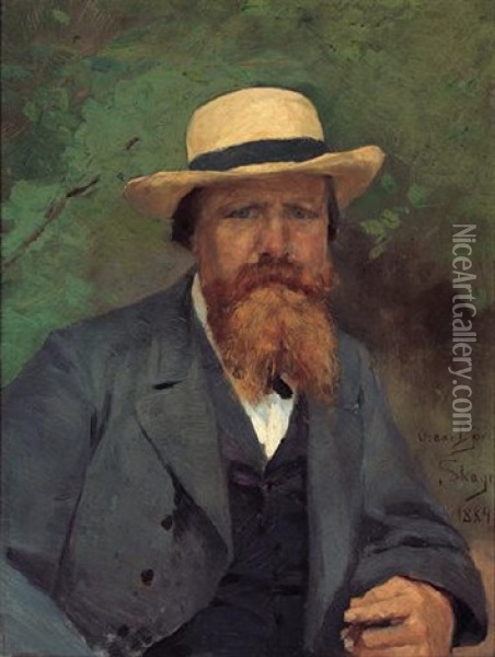 Portratt Av W. Hylander Oil Painting - Gustaf-Oskar Bjoerk