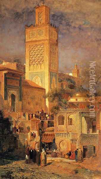 Moorish Mosque of Sidi Halou Tlemcin [Tlemcen], Algeria Oil Painting - Samuel Colman