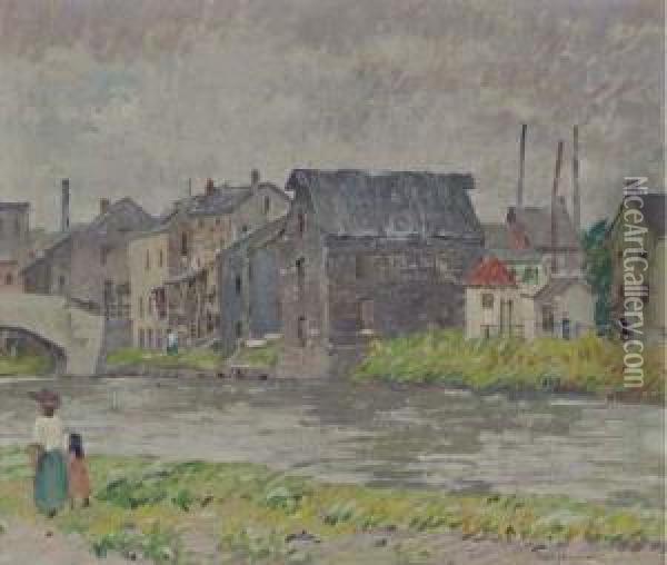 Along The Riverbank Oil Painting - Robert Spencer