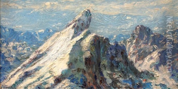La Meije: Le Doigt De Dieu 3987m D'altitude (alpes Dauphinoises) Oil Painting - Andre Albertin