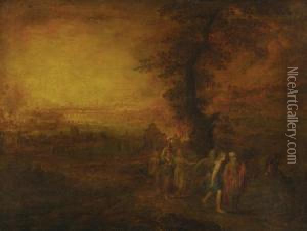 Tobias And The Angel Oil Painting - Daniel van Heil