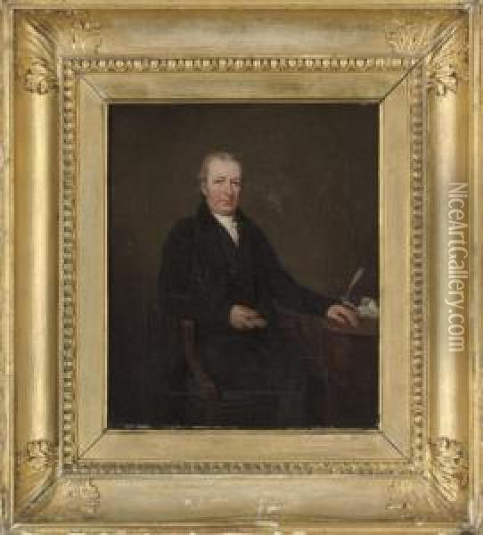 Portrait Of A Gentleman, 
Traditionally Identified As Mr John Moncrieff, Seated 
Three-quarter-length, At A Writing Desk Oil Painting - Sir John Watson Gordon