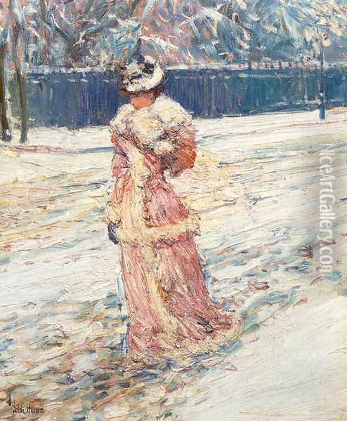 Lady in Pink Oil Painting - Frederick Childe Hassam