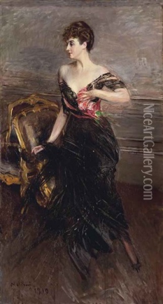 Portrait De La Princesse Cecile Murat Ney D'elchingen Oil Painting - Giovanni Boldini