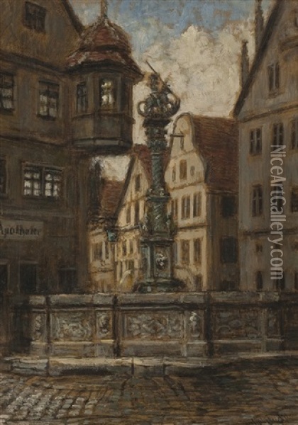 Brunnen Auf Dem Marktplatz Oil Painting - Karl Heyden