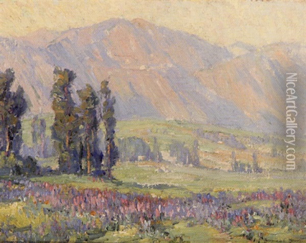 Mount Lowe And Lupines Oil Painting - Benjamin Chambers Brown
