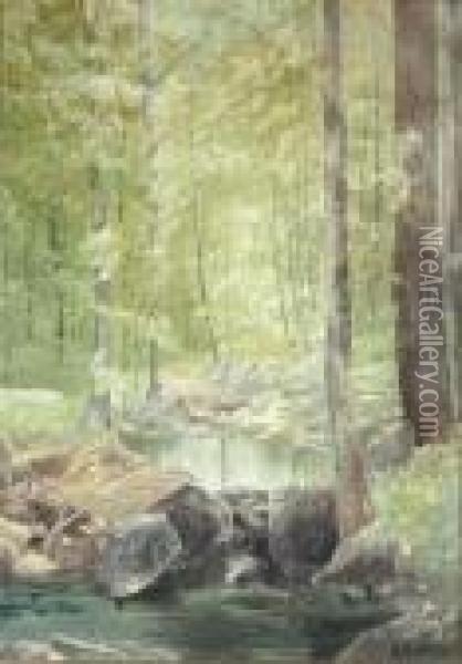 Forest Brook Oil Painting - Alexander Helwig Wyant