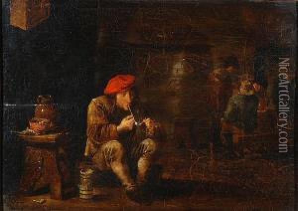 Interno Di Osteria Con Fumatore Di Pipa Oil Painting - David Teniers Iv