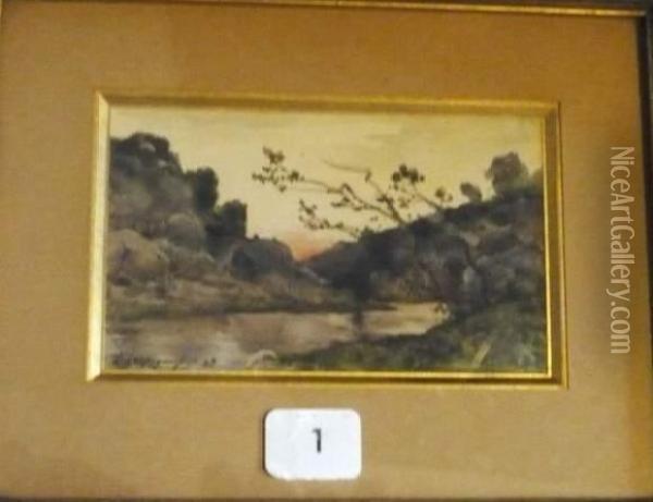 Paysage A La Riviere Oil Painting - Henri-Joseph Harpignies