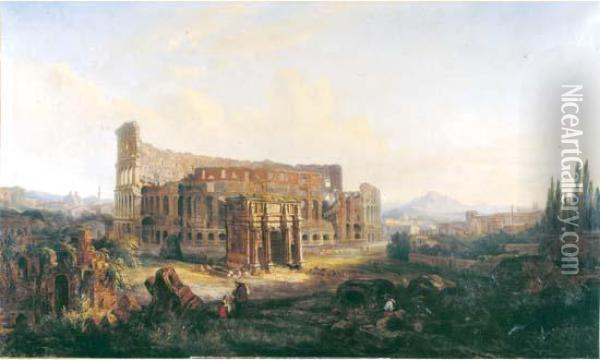 Vue De Rome Oil Painting - Franz Knebel