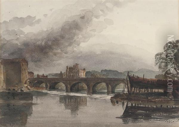 View Of Wakefield Bridge Oil Painting - Harriet Cheney