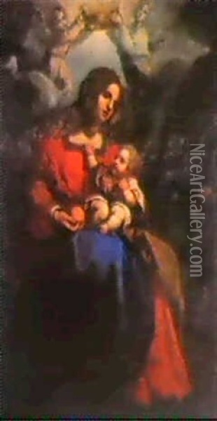 Le Couronnement De La Vierge Al'enfant Oil Painting - Giovanni Bilivert